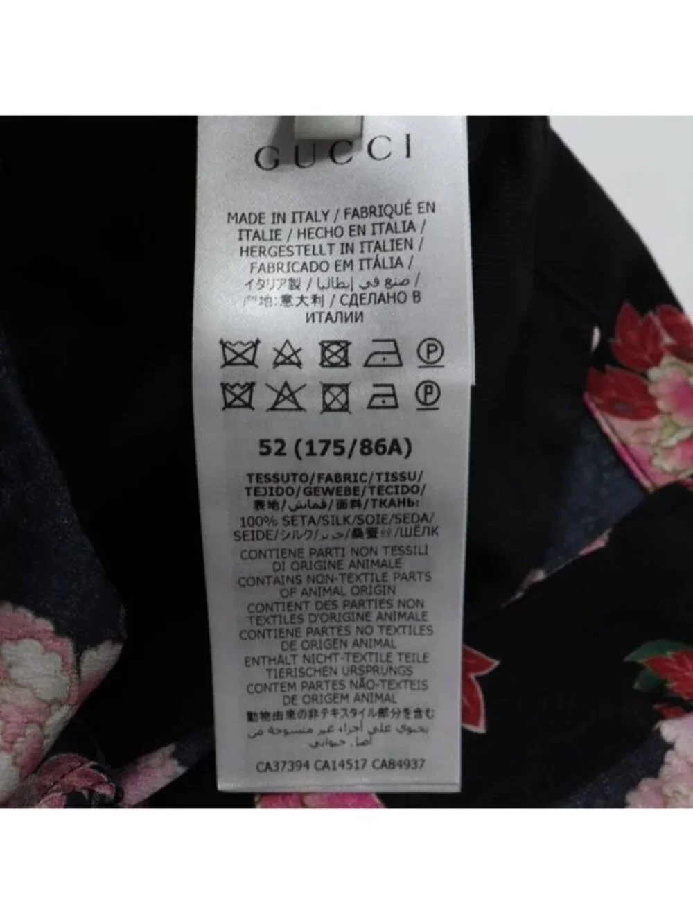 Gucci GG Peony Set Short Sleeve Silk Top 50 Pants 52 Black Floral Color Apa
